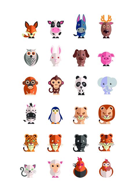 Cute animal icons poster | Print by Artsy Bucket