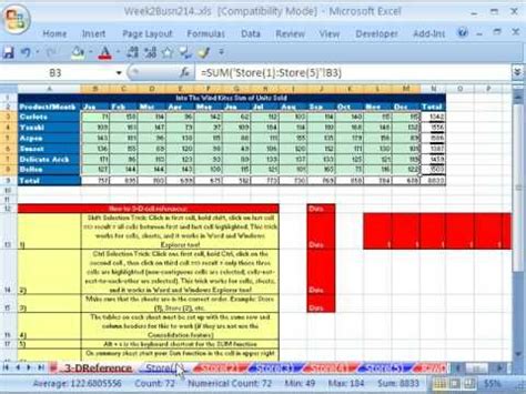 Highline Excel Class 08 3 D Cell References Add Across Sheets Online