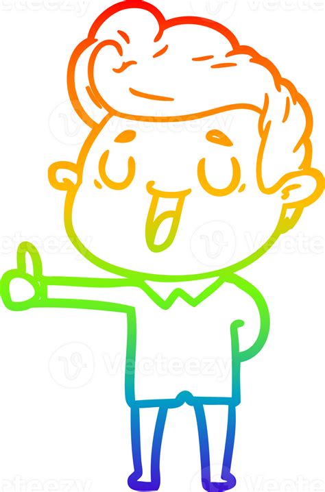 Rainbow Gradient Line Drawing Happy Cartoon Man 38110728 Png