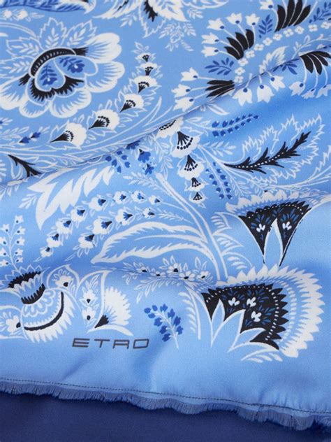 Etro Paisley Print Silk Scarf Blue Farfetch