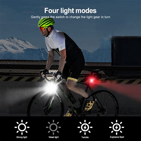 Usb Rechargeable Led Bike Lights Set Headlight Taillight Caution