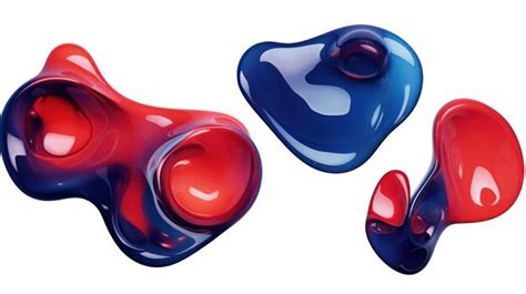 Premium AI Image | set of Deep Red and Navy Blue color liquid 3d shapes ...