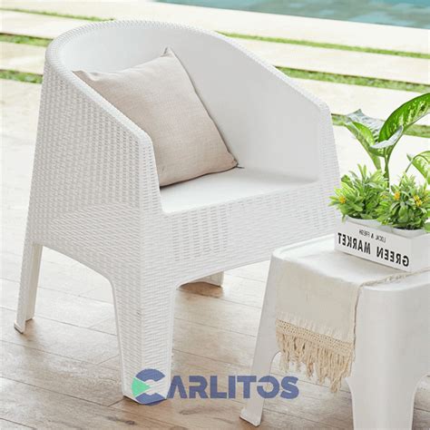 Sillon Pvc Garden Life Simil Rattan Ibiza Blanco