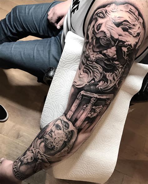 Greek Mythology Sleeve Tattoo Zeus Hercules Atlas Nc Tattoo Zeus