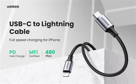 Ugreen Mfi Certified Usb Type C To Lightning Nylon Braided Fast