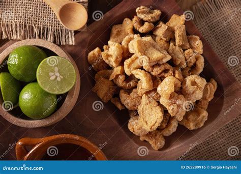 Deep Fried Pork Rinds Top View Stock Photo Image Of Rind Chicharron