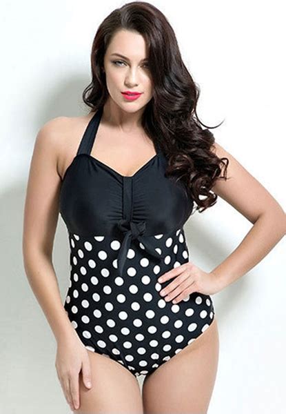 Plus Size Polka Dot Halter Swimwear Plus Size Clothes Online Shop