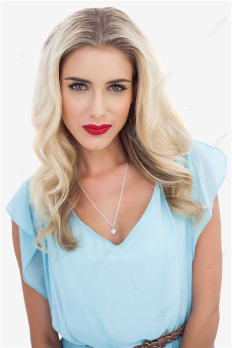 Enchanting Blonde Model In Blue Dress Captivating The Caucasian Isolated Cute PNG Transparent