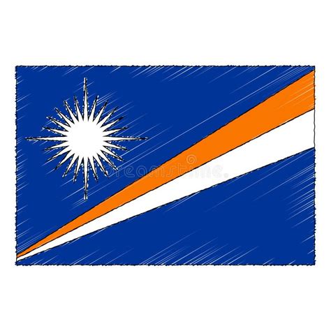 Hand Drawn Sketch Flag Of Marshall Islands Doodle Style Icon Stock