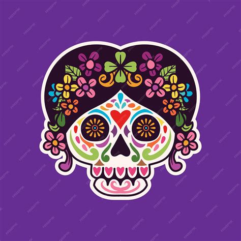 Premium Vector | Day of the dead, beautiful flower skull head