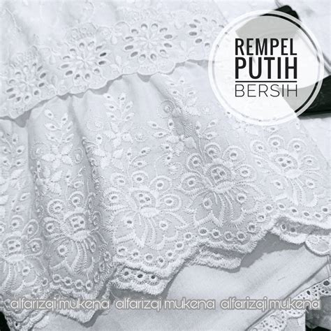 Jual Mukena Dewasa Katun Rempel Putih Bersih Premium Paris Bordir