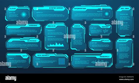 Blue Futuristic Hud Or Ui Elements Sci Fi User Interface Text Boxes