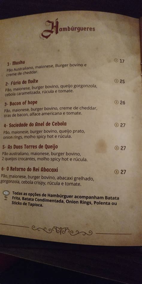 Menu em Taverna Do Dragão pub Bar Curitiba