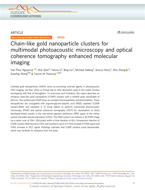 Pdf Chain Like Gold Nanoparticle Clusters For Multimodal