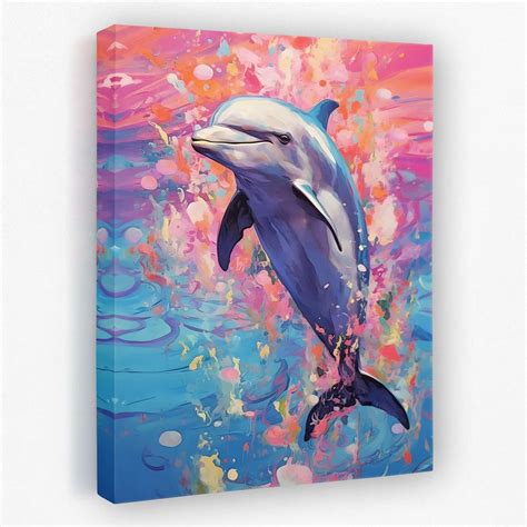 Dolphin's Dance Dolphin Painting Abstract Ocean Pop Art Wall Art Print ...