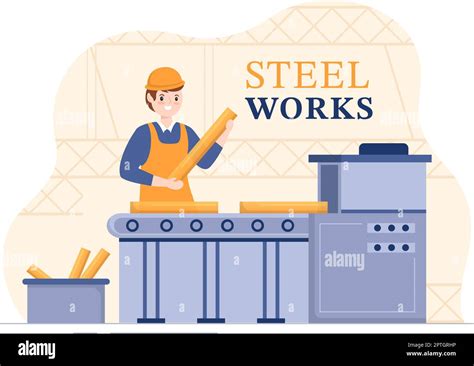 Steelworks With Resource Mining Smelting Of Metal In Big Foundry And Hot Steel Pouring In Flat
