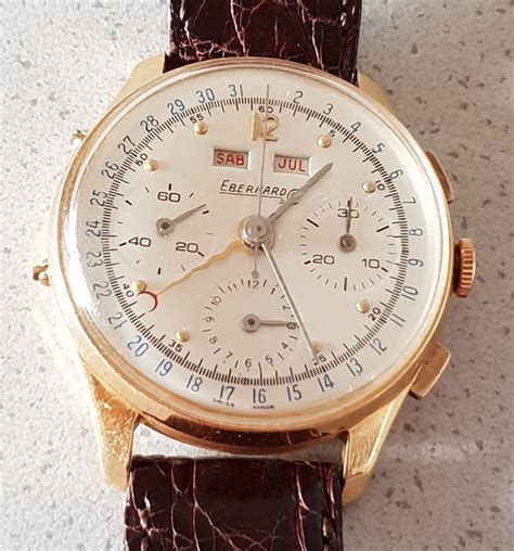 Eberhard Co 18kt Gold Chronograph Mit Kalender Caliber Catawiki