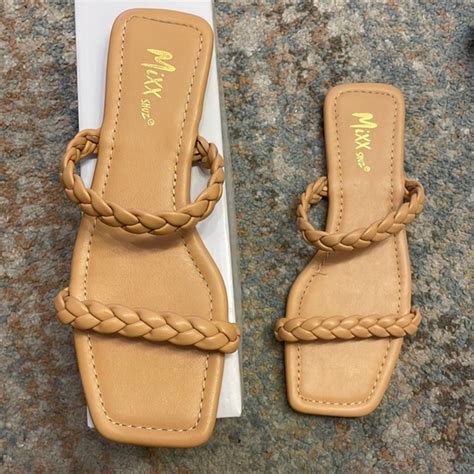 Mixx Shuz Shoes New With Box Mixx Shuz Size 7 Nude Square Toe Flat Sandals Poshmark
