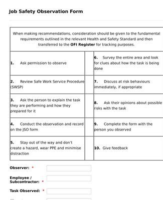 Job Safety Observation Form Template Jotform