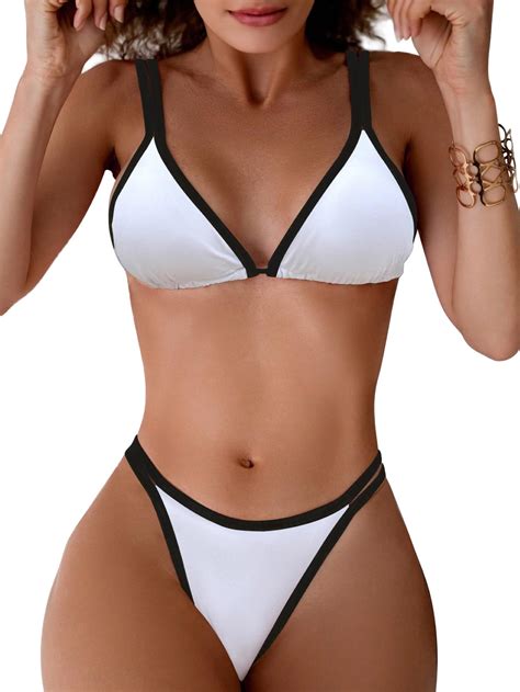 Small Tashehe Women S Bikini Set High Leg Cut Double Straps Cute Triangle Swimsuit High Waist