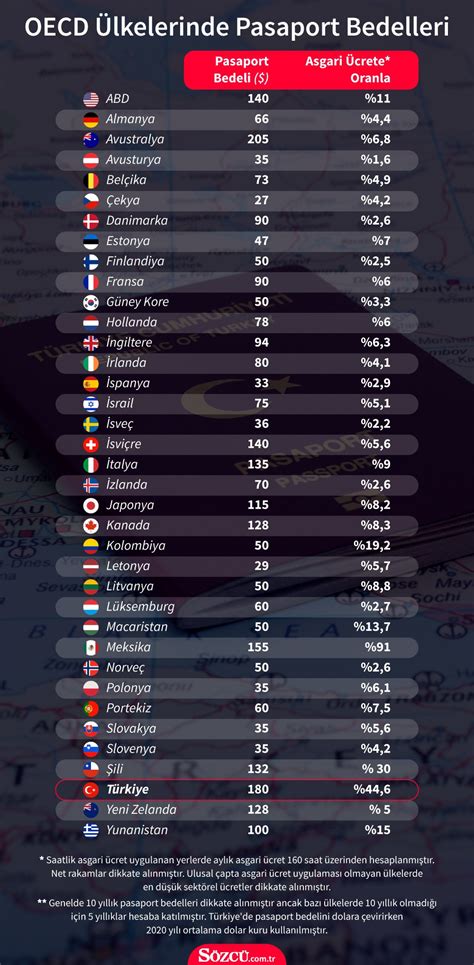 OECD ülkeleri arasında pasaport bedeli en yüksek ikinci ülke Türkiye