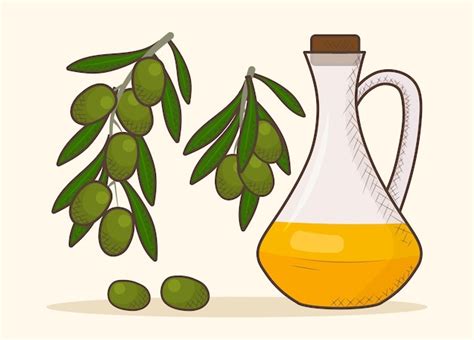 Premium Vector Vector Glass Jug With Olive Oil And Olives With Leaves