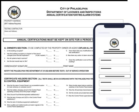 Philadelphia Annual Fire Alarm Inspection Certificate Form Joyfill