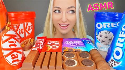 Asmr Eating Chocolate Milka Kitkat Oreo Candy Bars Ice Cream 초콜릿