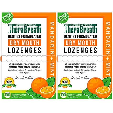 TheraBreath Dry Mouth Lozenges with Zinc, 100 Lozenges, Mandarin Mint ...