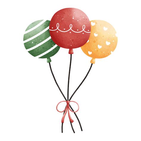 Watercolor Christmas Balloons Illustration 35047661 Png