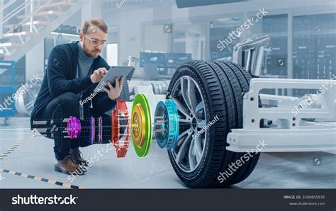 Automotive Engineer Working On Electric Car Stock Photo 2200855935 ...