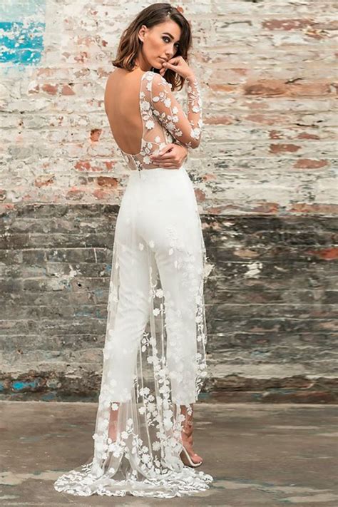 Summer Wedding Bridal Dress With Train Summer Beach Bride Jumpsuit Wps 117