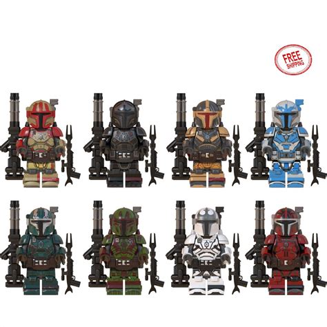 8 pcs set star wars minifigures mandalorian heavy infantry mini figure minifigs custom bricks ...