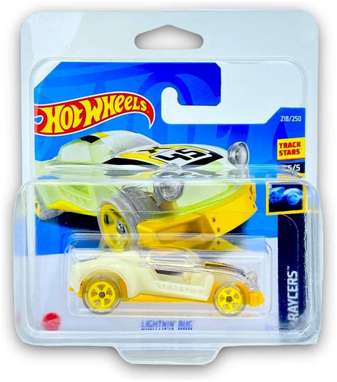 Hot Wheels Lightning Bug Glow In The Dark Yellow 5 5 X Raycers 2022 218 250 Short Card
