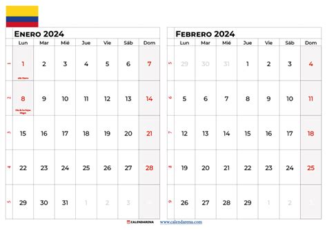 Calendario Enero 2024 Colombia Para Imprimir | by Calendarena | Medium