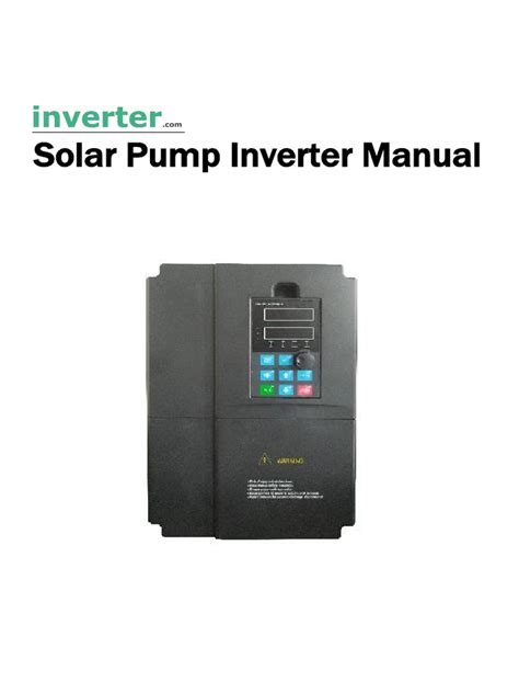 Training Manual Solar Inverter Factory Specs