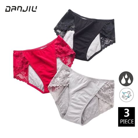 Menstrual Cotton Lace Panties Sexy Lace Panties Menstrual 3pcs New