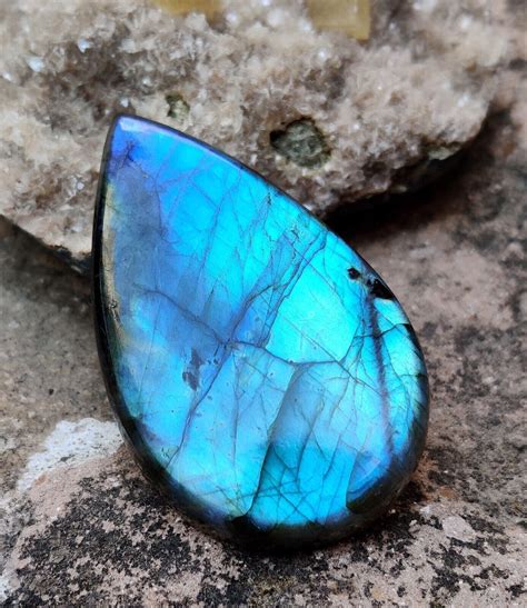 Natural Awsome Blue Fire Labradorite Pear Cabochon X Mm Gemstone