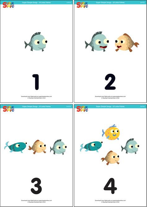 10 Little Fishies Counting Flashcards - Super Simple