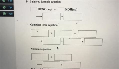 Solved A Balanced Formula Equation Ot Hno3aq