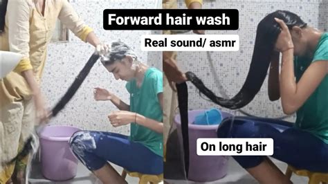 Long Hair Forward Hair Wash Head Bath Real Sound Asmr Long Silky