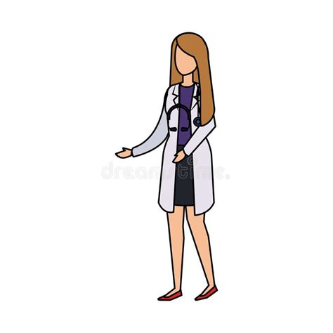 Professional Female Doctor With Stethoscope Stock Vector Illustration