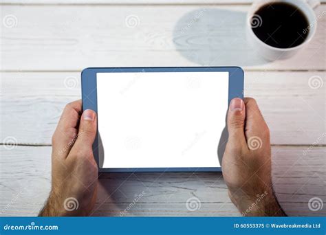 Person Holding Tablet Stock Image Image Of Holding Dark