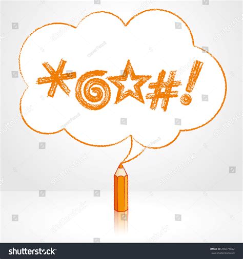 Orange Pencil Reflection Drawing Swearing Icons Stock Vector Royalty