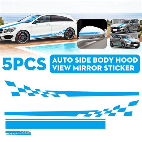 5PCS For Car Racing Long Stripe Sticker Side Body Vinyl Decal Stickers