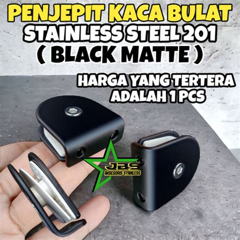 Jual Penjepit Kaca Bulat Black Matte Glass Connector Stainless Ss