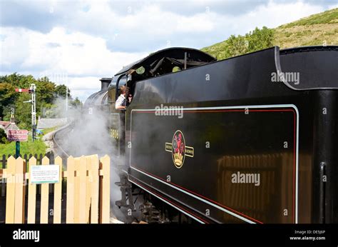 Steam Train On The Swanage Railway Waiting At Corfe Castle Station