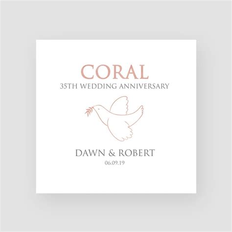 Personalised 35th Wedding Anniversary Card For Them Personalised Coral