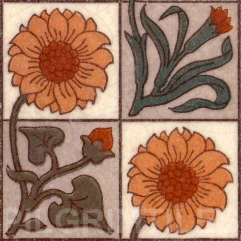 Stylised Art Nouveau Fireplace Tiles Ref 011 Set Pilgrim Tiles