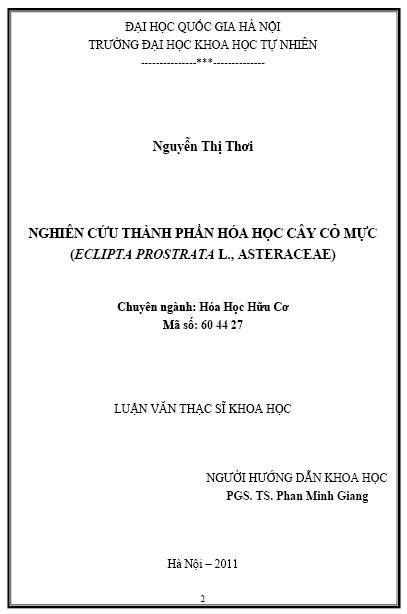 Luận Văn Thạc Sĩ Nghiên Cứu Thành Phần Hóa Học Cây Cỏ Mực Eclipta